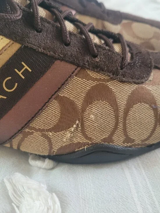 Classic Coach Jayme sneakers in the iconic khaki/brown signature canvas Sz 11 - Picture 6 of 9